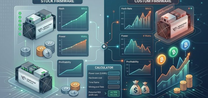 Stock vs Custom Firmware Profitability Calculator for Whatsminer Models